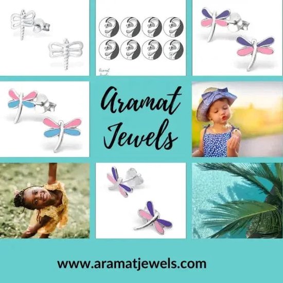 Aramat jewels ® - 925 sterling zilveren kinder oorsteker libelle