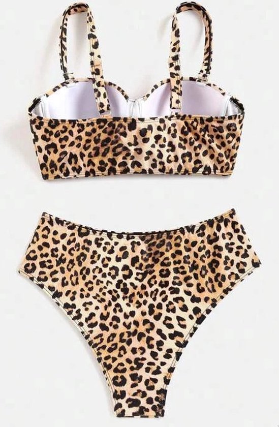 Stijlvolle Bikini Set voor vrouwen met Hoog Broekje | geen Beugel | luipaard/panter in High Waist Top en Tankini voor Dames-Maat XL(44) - Merkloos