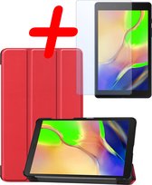 Hoesje Geschikt voor Samsung Galaxy Tab A 8.0 (2019) Hoes Case Tablet Hoesje Tri-fold Met Screenprotector - Hoes Geschikt voor Samsung Tab A 8.0 (2019) Hoesje Hard Cover Bookcase Hoes - Rood