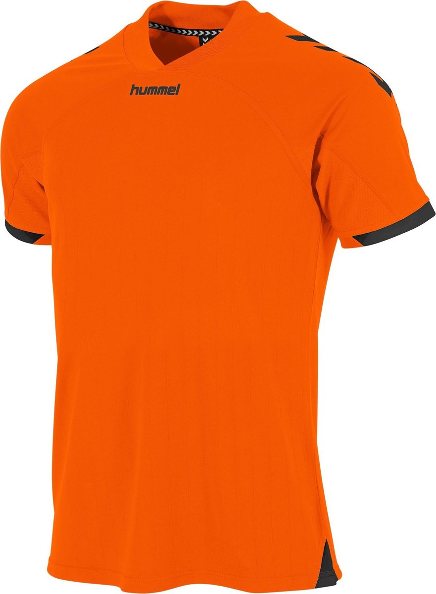 Hummel Fyn Shirt Korte Mouw Kinderen - Oranje / Zwart | Maat: 152