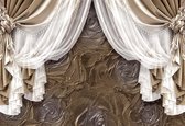 Fotobehang Brown Curtains | XXXL - 416cm x 254cm | 130g/m2 Vlies