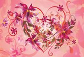 Fotobehang Abstract Art Flowers Heart | XL - 208cm x 146cm | 130g/m2 Vlies