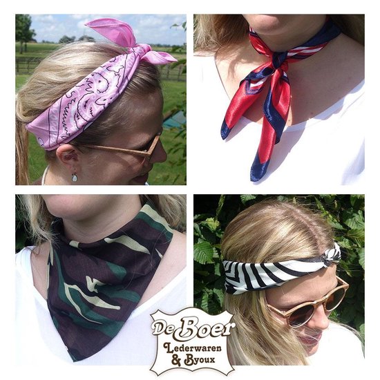 Foto: Bandana kleine sjaal fuchsia wit