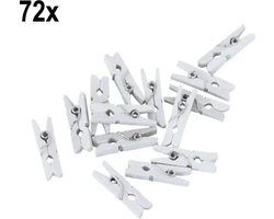 72x Mini Houten Knijpers Wit