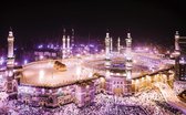 Fotobehang Pink Mosque At Night | XXL - 206cm x 275cm | 130g/m2 Vlies