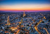 Fotobehang City Paris Sunset Eiffel Tower | XXL - 206cm x 275cm | 130g/m2 Vlies