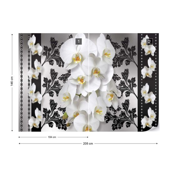 Papier peint Fleurs Motif Floral Orchidées | XL - 208 cm x 146 cm | Polaire 130g / m2