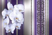 Fotobehang Flowers Floral Orchids Pattern | XL - 208cm x 146cm | 130g/m2 Vlies