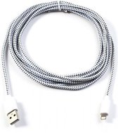 Câble Lightning en tissu ou en nylon de 3 mètres, câble de charge Lightning Apple, tressé extra fort, blanc, marque i12