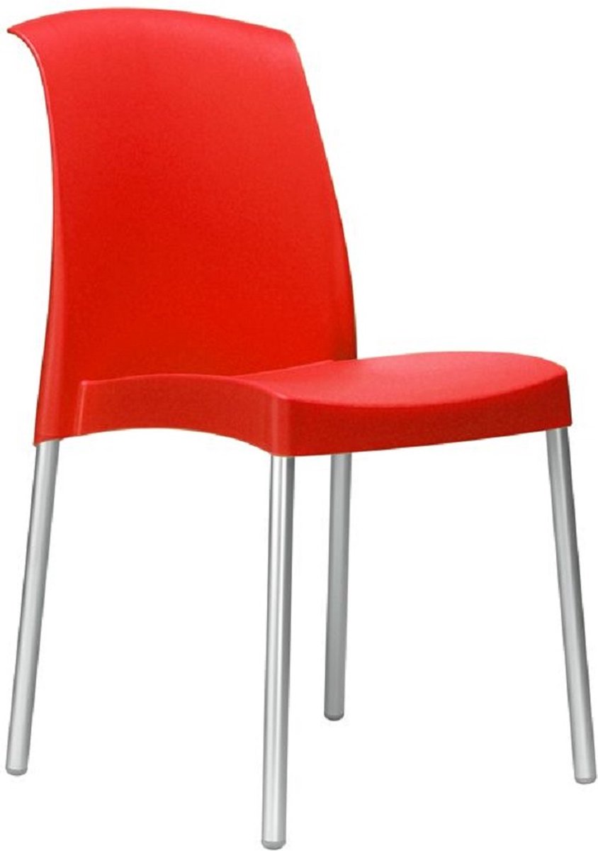 Kantinestoel Jenny. Mooie designstoel, tuinstoel. Leverbaar in rood. 5 Jaar garantie! Verpakt per 6 stuks!