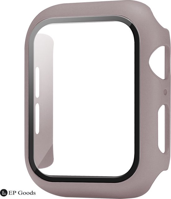 EP Goods - Full Cover/Hoesje - Screen Protector - Geschikt voor Apple Watch Series 7, 8 en 9 - 45mm - Hardcase - Protection - Bruin