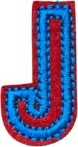 Alfabet Letter Strijk Embleem Patch Rood Blauw Letter J / 2 cm / 3.4 cm