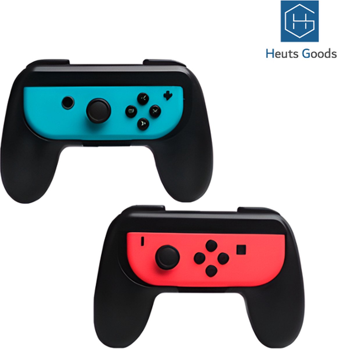 Heuts Goods - Joy Con Controller Grip geschikt voor Nintendo Switch - Joy Con Controller Grip - Accessoire geschikt voor Nintendo Switch - Set van 2 - Zwart/Zwart