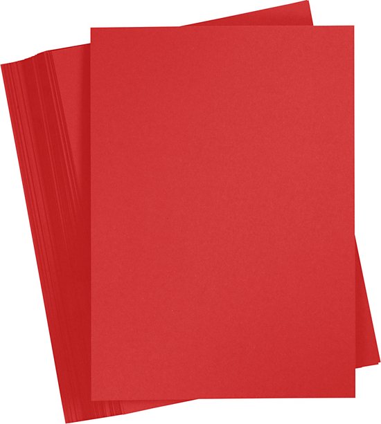 Gekleurd Karton, A6, 105x148 mm, 180 gr, kerstrood, 100 vel/ 1 doos | Knutselpapier | Knutselkarton