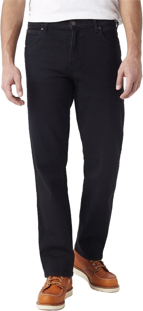 Wrangler Texas Str Heren Regular Fit Jeans W36 X L30 Zwart
