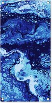 Tuinposter Marmer - Blauw - Waterverf - 40x80 cm - Wanddecoratie Buiten - Tuinposter - Tuindoek - Schuttingposter - Tuinschilderij