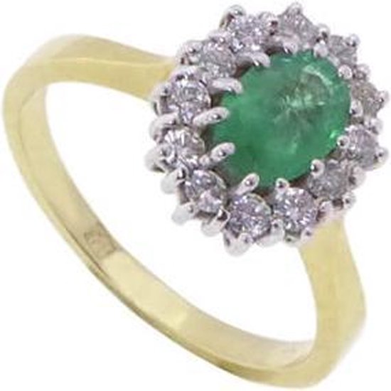 Geel gouden ring met smaragd en diamanten | bol.com