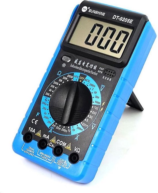Sunshine DT-9205E - Multimeter - DC/AC voltage DC/AC current - Capacitance Diode - Temperature - RMS measurement - LED high-voltage output