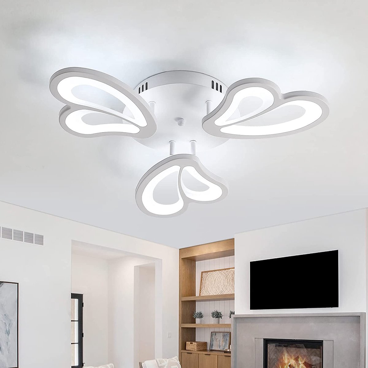 Comely Moderne LED-plafondlamp, 30W 3400LM plafondlamp armatuur, bloemvorm plafondverlichting voor hal, balkon, slaapkamer, woonkamer, eetkamer, 3000K warm licht, 30 cm, wit