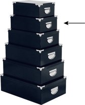 5Five Opbergdoos/box - 6x - donkerblauw - L32 x B21.5 x H12 cm - Stevig karton - Bluebox