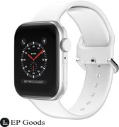 EP Goods - Bandje Geschikt voor Apple Watch Series 1/2/3/4/5/6/SE/7 en 8 - 38/40/41mm - Siliconen - Met Gesp Sluiting - Wit