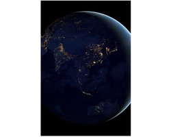 Poster Glanzend – Azië op de Wereldbol vanuit het Heelal - 100x150 cm Foto op Posterpapier met Glanzende Afwerking