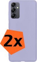 Hoesje Geschikt voor Samsung A14 Hoesje Siliconen Cover Case - Hoes Geschikt voor Samsung Galaxy A14 Hoes Back Case - 2-PACK - Lila