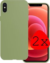 Hoes Geschikt voor iPhone Xs Max Hoesje Siliconen Back Cover Case - Hoesje Geschikt voor iPhone Xs Max Hoes Cover Hoesje - Groen - 2 Stuks
