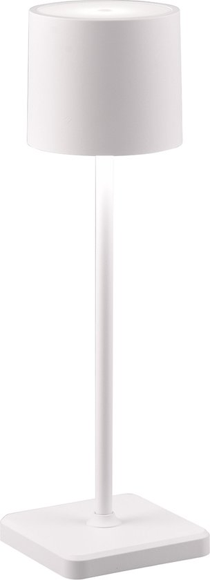 LED Tafellamp met Opbaadbare Batterijen - Trion Ferno - 1.5W - Aanpasbare Kleurtemperatuur - Waterdicht IP54 - Vierkant - Wit
