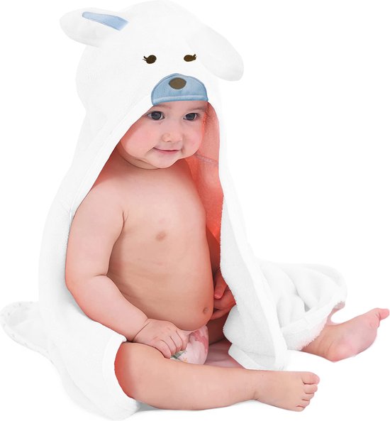 Mooiys Multifunctionele Baby Fleece deken met capuchon – Wikkeldeken – Deken 75x100 cm – Konijn - Blauw