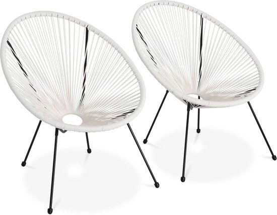 Betere bol.com | Set van 2 design stoelen ei-vormig - Acapulco Wit CI-44