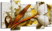 Peinture sur toile Tulipe | Blanc, marron, jaune | 120x65 5 Liège