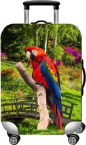 Koffer Beschermhoes - Elastisch kofferhoes met papegaai afbeelding - Medium