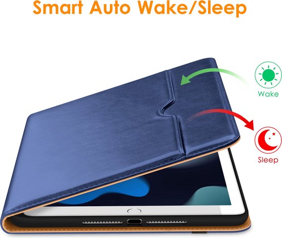 Dasaja iPad 10.2 (2019 / 2020 / 2021) étui en cuir bleu avec porte-stylo