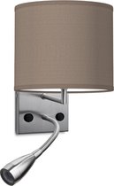 Home Sweet Home wandlamp Bling - wandlamp Read inclusief lampenkap en LED Leeslamp - lampenkap 20/20/17cm - geschikt voor E27 LED lamp - taupe