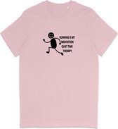 T Shirt Dames Heren - Hardlopers - Quote Grappig - Joggers - Roze - Maat XS