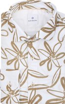 Blue Industry - Overhemd Linnen Bloemen Beige - Heren - Maat 41 - Slim-fit