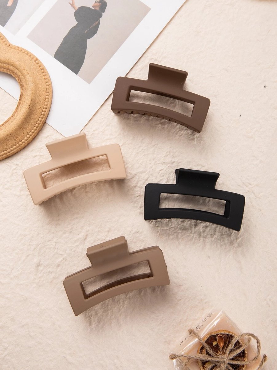 4 stuks haarklemmen set - rechthoekig grote haarklauw - haarclip - haaraccessoires