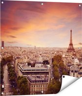 Gards Tuinposter Skyline Parijs met Eiffeltoren - 80x80 cm - Tuindoek - Tuindecoratie - Wanddecoratie buiten - Tuinschilderij