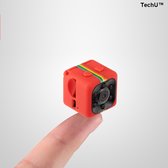 TechU™ Spycam Geheime Mini Camera – Cameralens Kijkhoek 140° – Mini Security Camera – Dagzicht & Nachtzicht – Bewegingsdetectie – Ruimte voor Micro SD kaart – 1080P Full HD Micro Camera – Rood