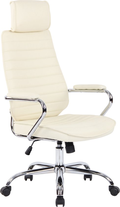 Chaise de bureau Silvia - cuir véritable - Beige - Ergonomique -  50x45x128cm Réglable... | bol