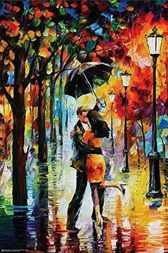 Allernieuwste.nl® Canvas Schilderij Dansen In De Regen - Dancing in the Rain - Modern - Woonkamer - 60 x 90 cm - Kleur