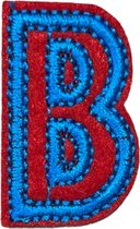 Alfabet Letter Strijk Embleem Patch Rood Blauw Letter B / 2 cm / 3.4 cm
