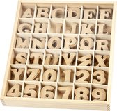 Houten letters & cijfers, H: 4 cm, dikte 2,5 mm, 288 stuk/ 1 doos