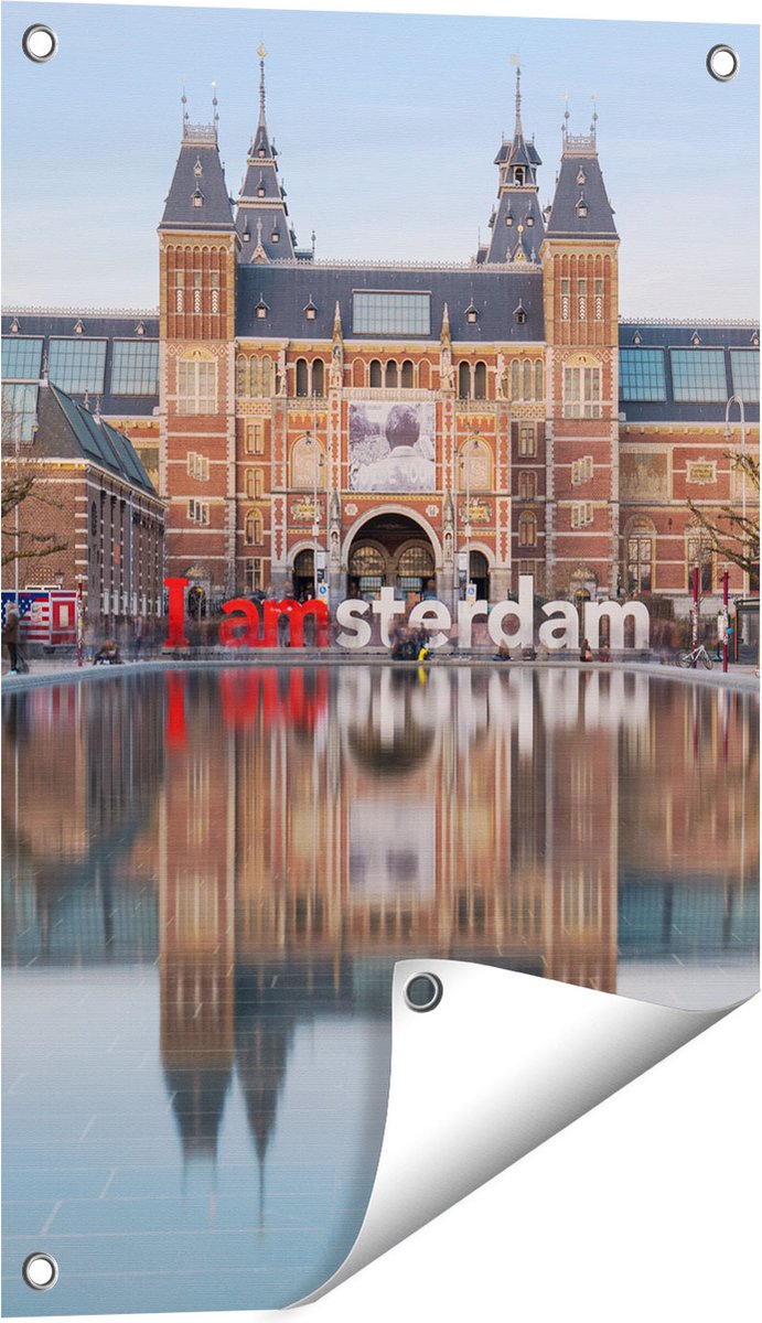 Gards Tuinposter Amsterdam Rijksmuseum - I Amsterdam Tekst - 40x60 cm - Tuindoek - Tuindecoratie - Wanddecoratie buiten - Tuinschilderij Multikleur