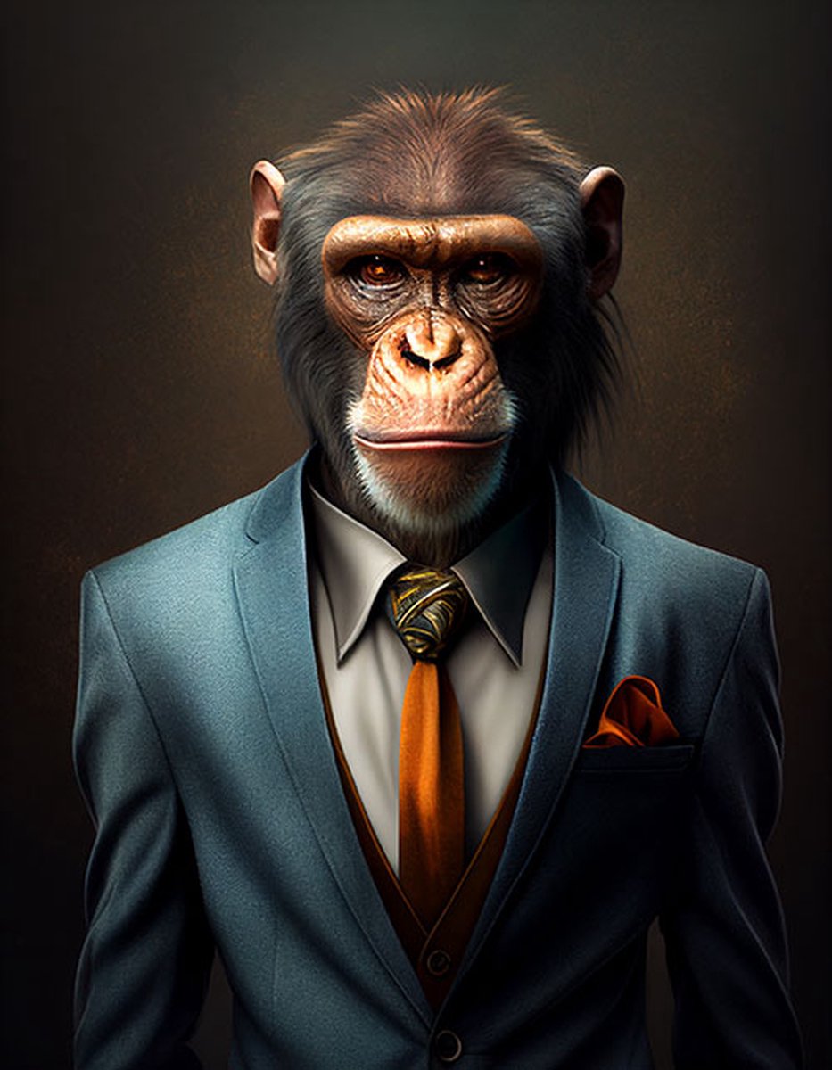 AI - Woondecoratie - Poster - Dieren - Aap - Pak - 33 - 50 x 70 cm