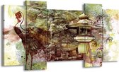 GroepArt - Schilderij - Natuur - Groen, Rood, Geel - 120x65 5Luik - Foto Op Canvas - GroepArt 6000+ Schilderijen 0p Canvas Art Collectie - Wanddecoratie