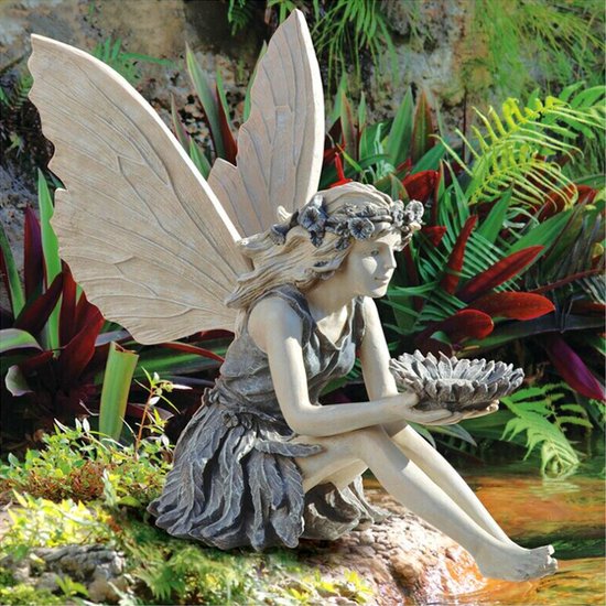 belle sculpture de décoration en résine d'une fée avec tournesol - Décoration de jardin- statue de jardin