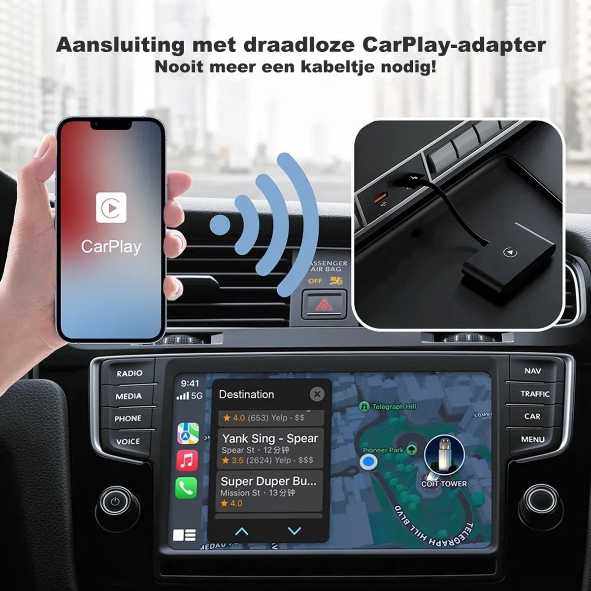 2-in-1 Carplay AI Box – Maak Van Bedraad Draadloos Voor IOS En Android Auto
