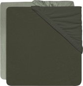 Jollein Hoeslaken -housse Jersey 60x120 cm Vert cendré/Vert feuille - 2 pièces